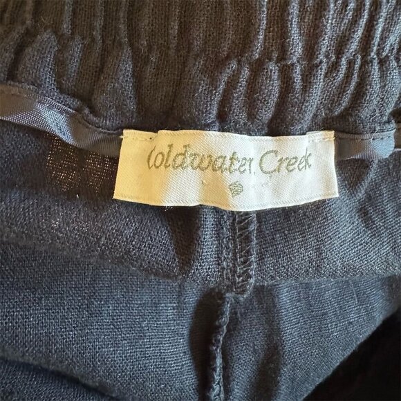 Coldwater Creek Women's Black Linen Pants Size L 14 Elastic Waistband - Picture 5 of 8